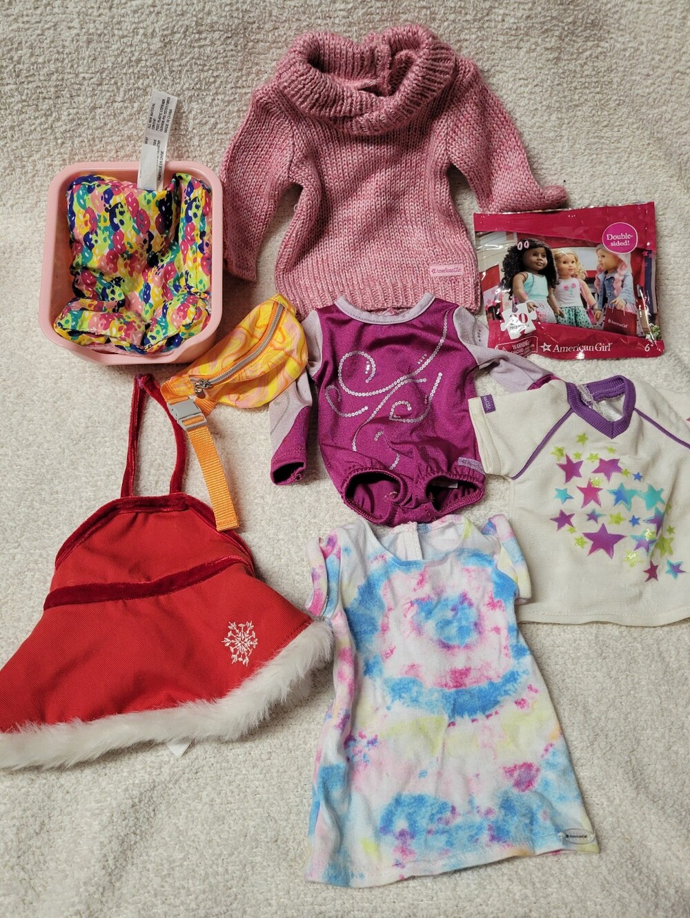 American Girl Doll Clothing and Accessories Lot 9 pcs Apron Puzzle Dress Jersey